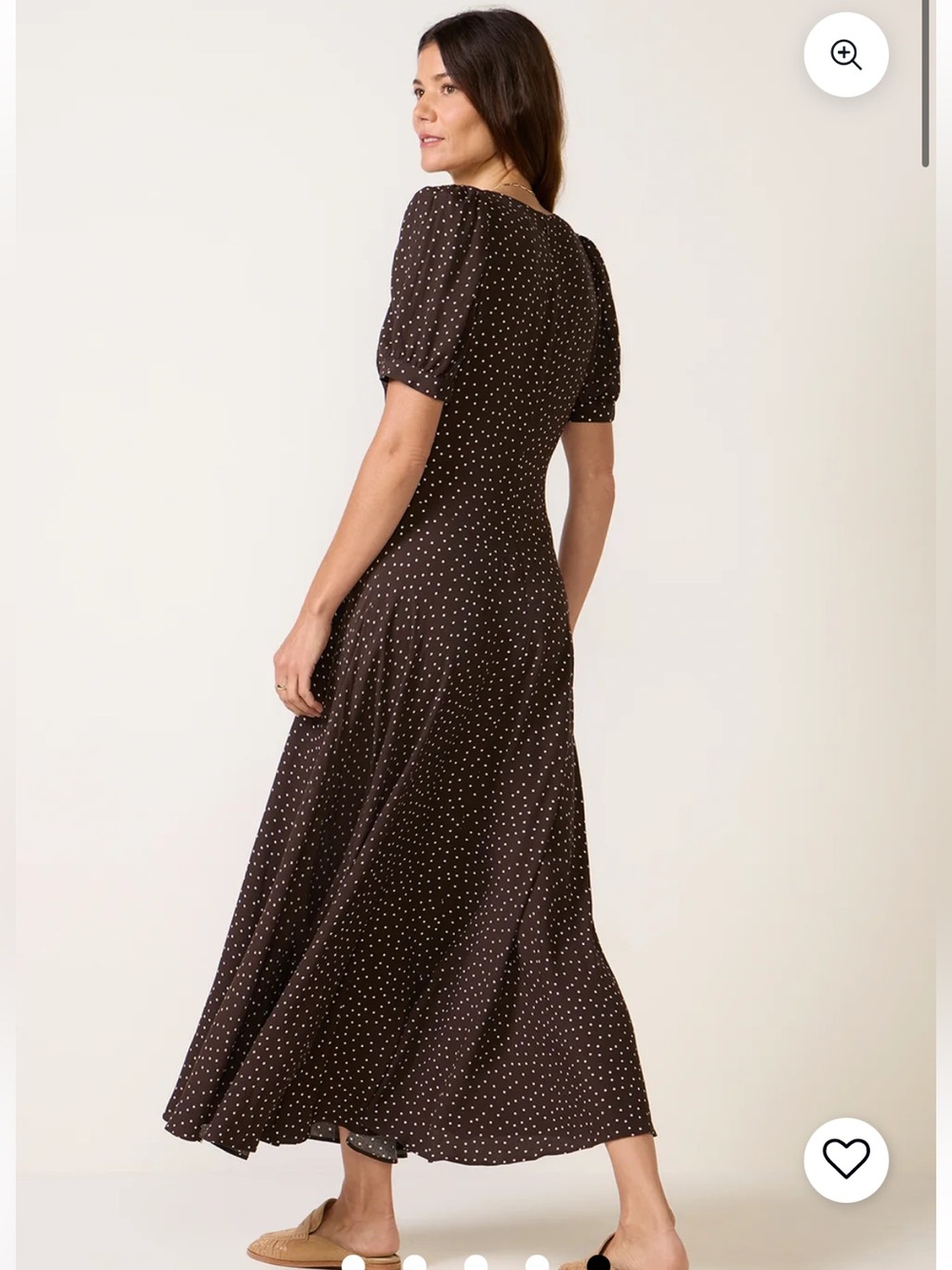 Reformation Naira Dress Polka Dot Midi Brown White US 6 - Picture 2 of 7